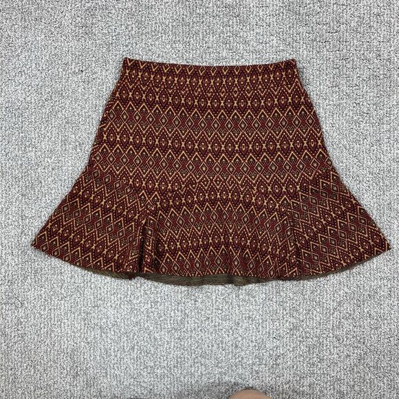 Free People Dresses & Skirts - Free People Skirt Womens XS Geometric Flare Ruffle Knit Mini Stretch Boho